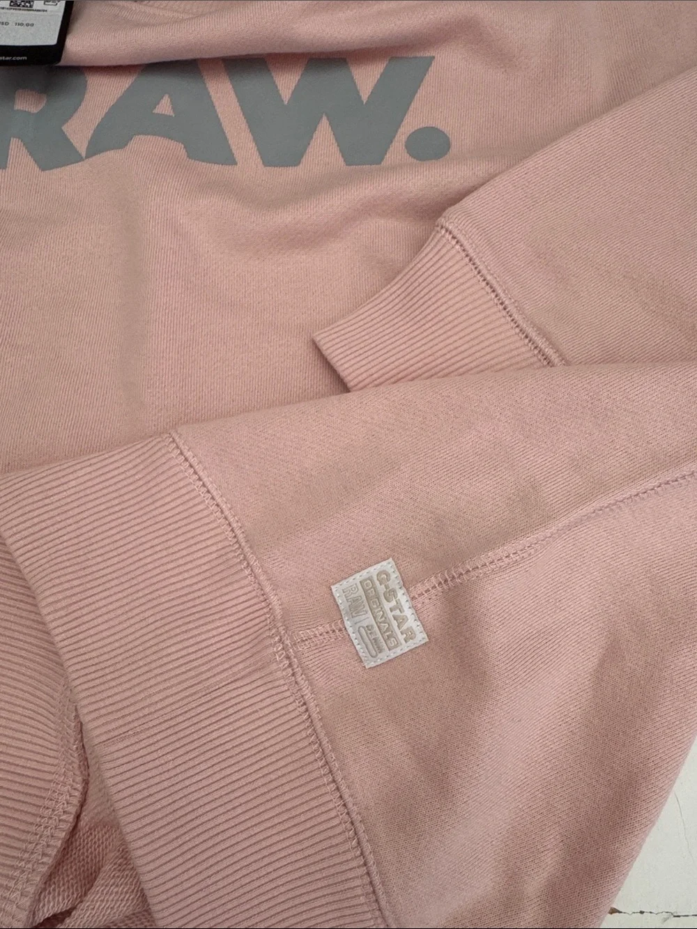 NWT G-Star women size Small  Pale Pink RAW. Logo Crewneck Sweatshirt